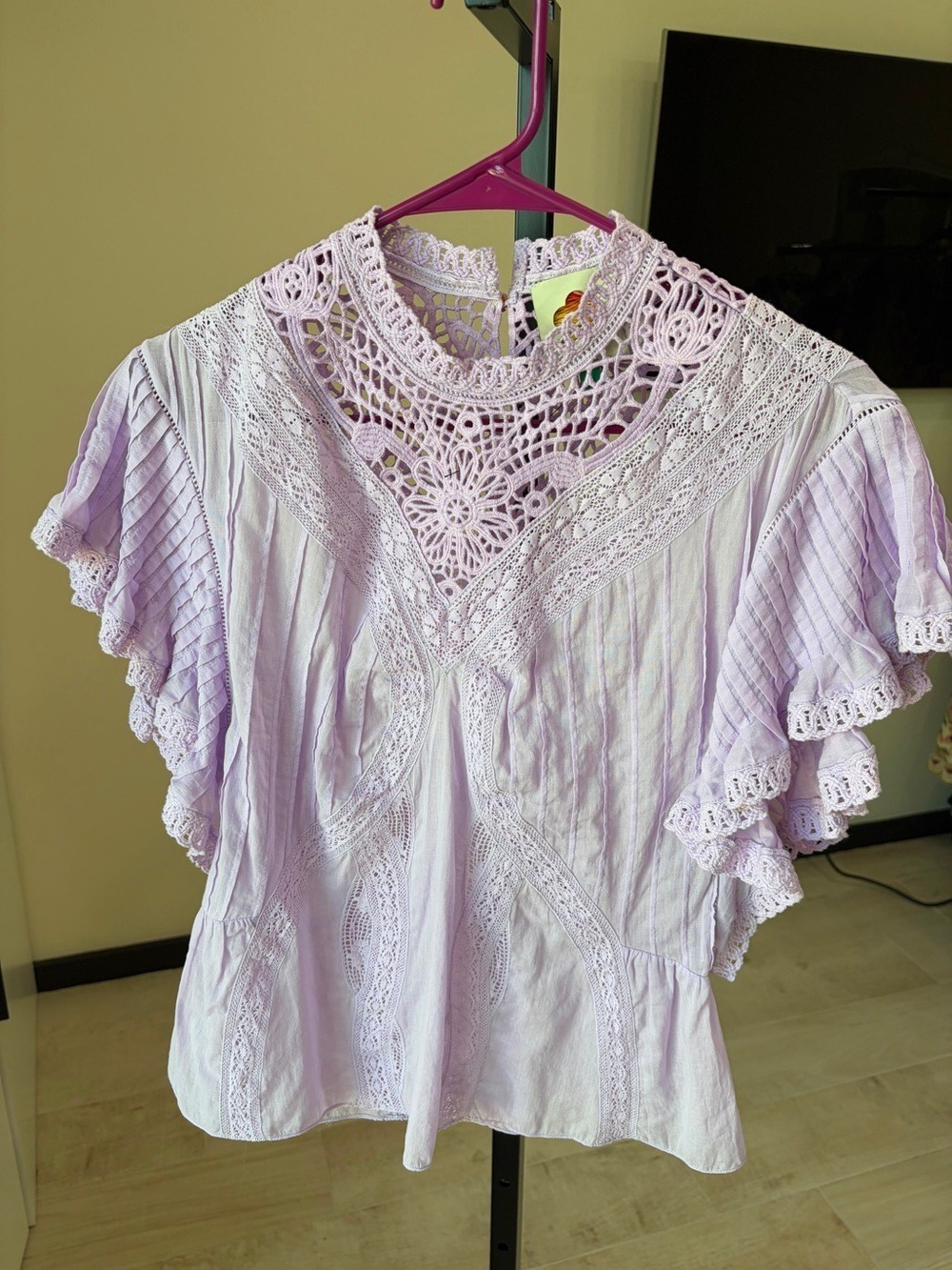 Farm Rio Lilac Lace Ruffled Blouse - Picture 3 of 9
